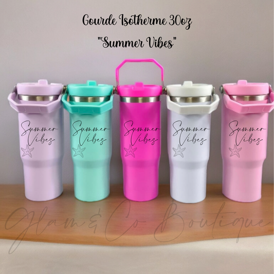 Gourde isotherme ''SUMMER VIBES'' choix de couleurs.