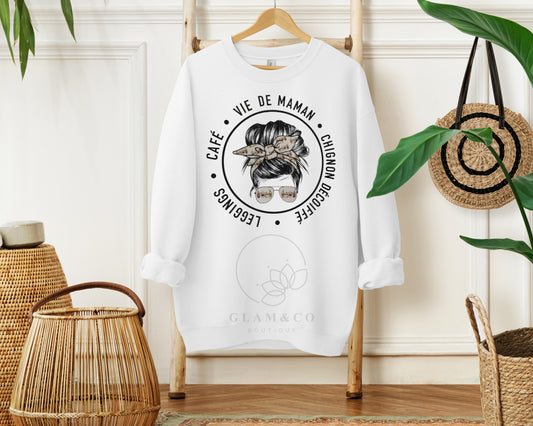Sweater Crewneck '' Vie de Maman'' 3 couleurs