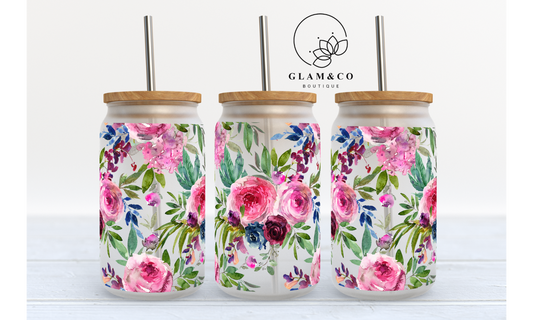Verre Givré Bambou ''Floral''